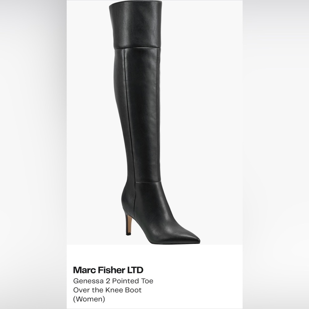 Marc Fisher - Black Over The Knee Pointed Toe Stiletto Boots